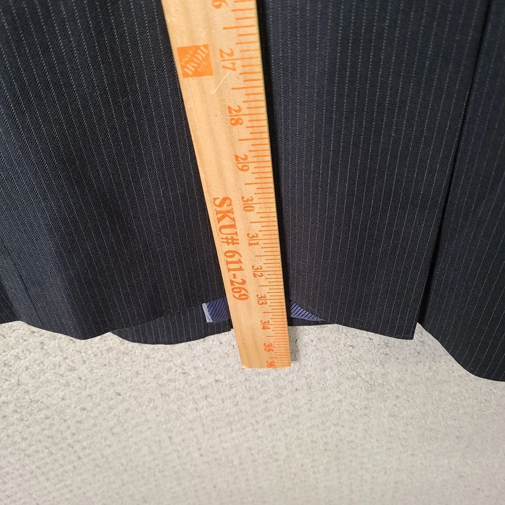 Andrew Fezza Jacket Mens 48L Black Striped Blazer Poly Wool Blend 2 Button Peaks